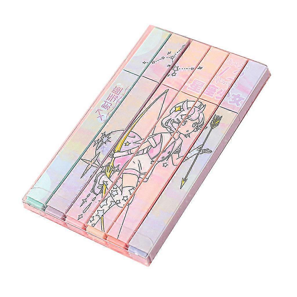 6 Colors Colorful Highlighter Candy Color Marker Pen For Note Taking Coloring