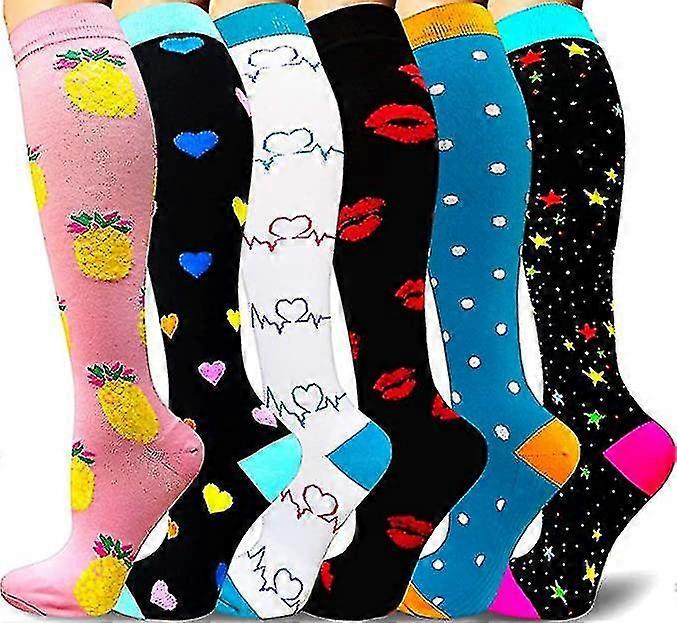 Compression Socks For Women & Men Circulation 6 Pairs For Athletic Running Cycling