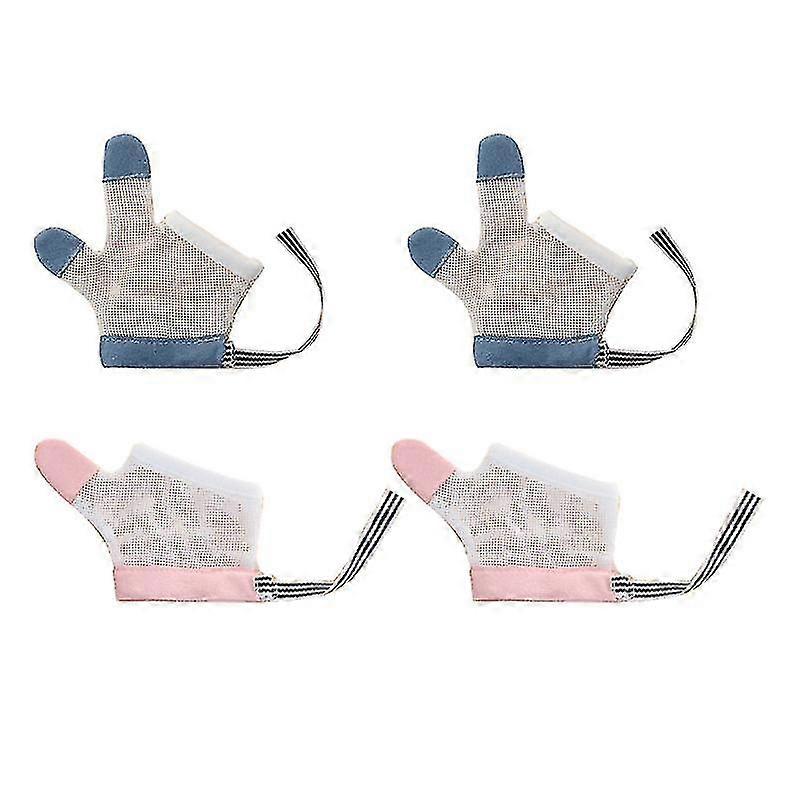 2 Paar schützende Handschuhe Essen Hand Gleichrichter-Essen Hand Orthese Kinder aufhören zu essen Hand Sucht Finger Handschuhe (zwei Farben)
