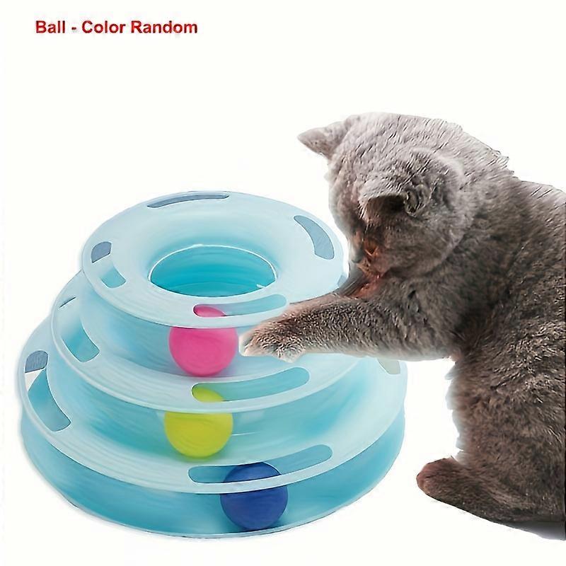 Cat Three Layer Turntable Toy Educational Play Track Tower Cat Teaser Toy Dish For Indoor Cats - Interactive Cat Ball Toy For Indoor Cats With Three C