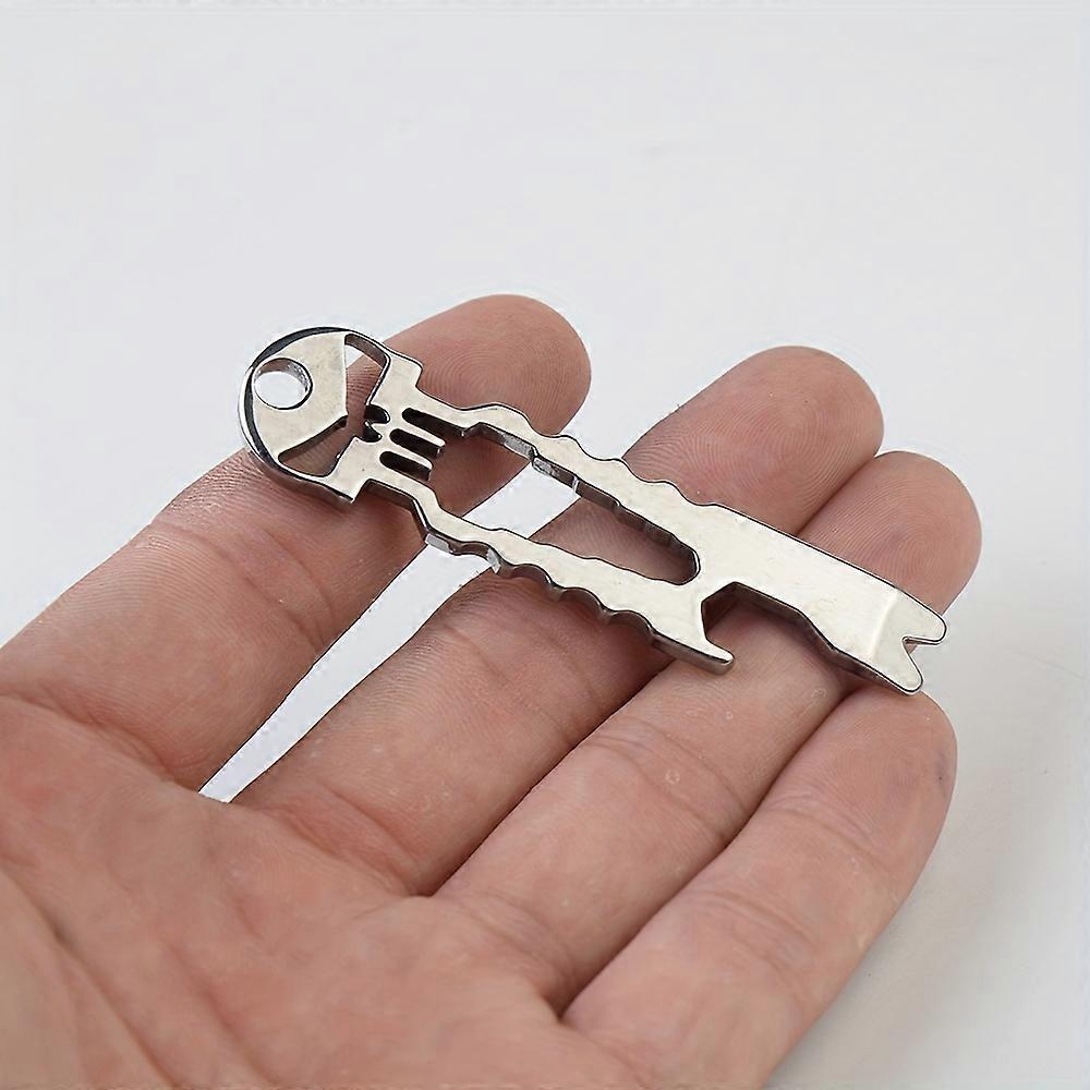 1pc Stainless Steel Skull Head EDC Keychain - Durable & Stylish Portable Bottle Opener, Multi-functional Pendant Tool for Everyday Carry