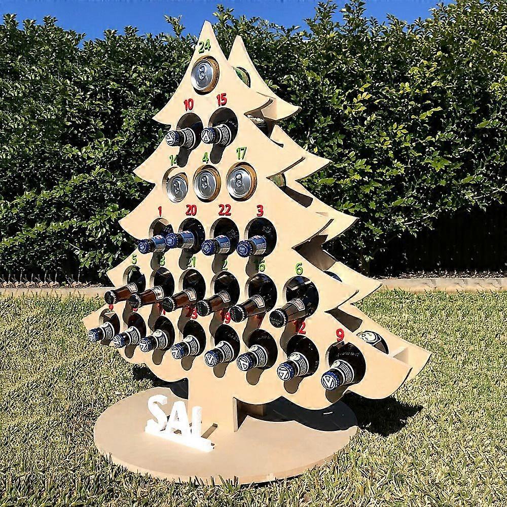 Christmas Advent Calendar Countdown Xmas Tree Wine Bottle Wood