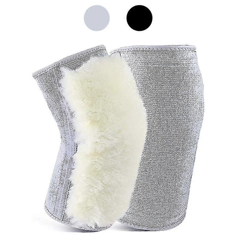 Darmowade 2 قطع رشاقته الصوف اصطف تدفئة الركبة للنساء الرجال، الكشمير الركبة هدفين الصوف الأكمام الركبة، رمادي