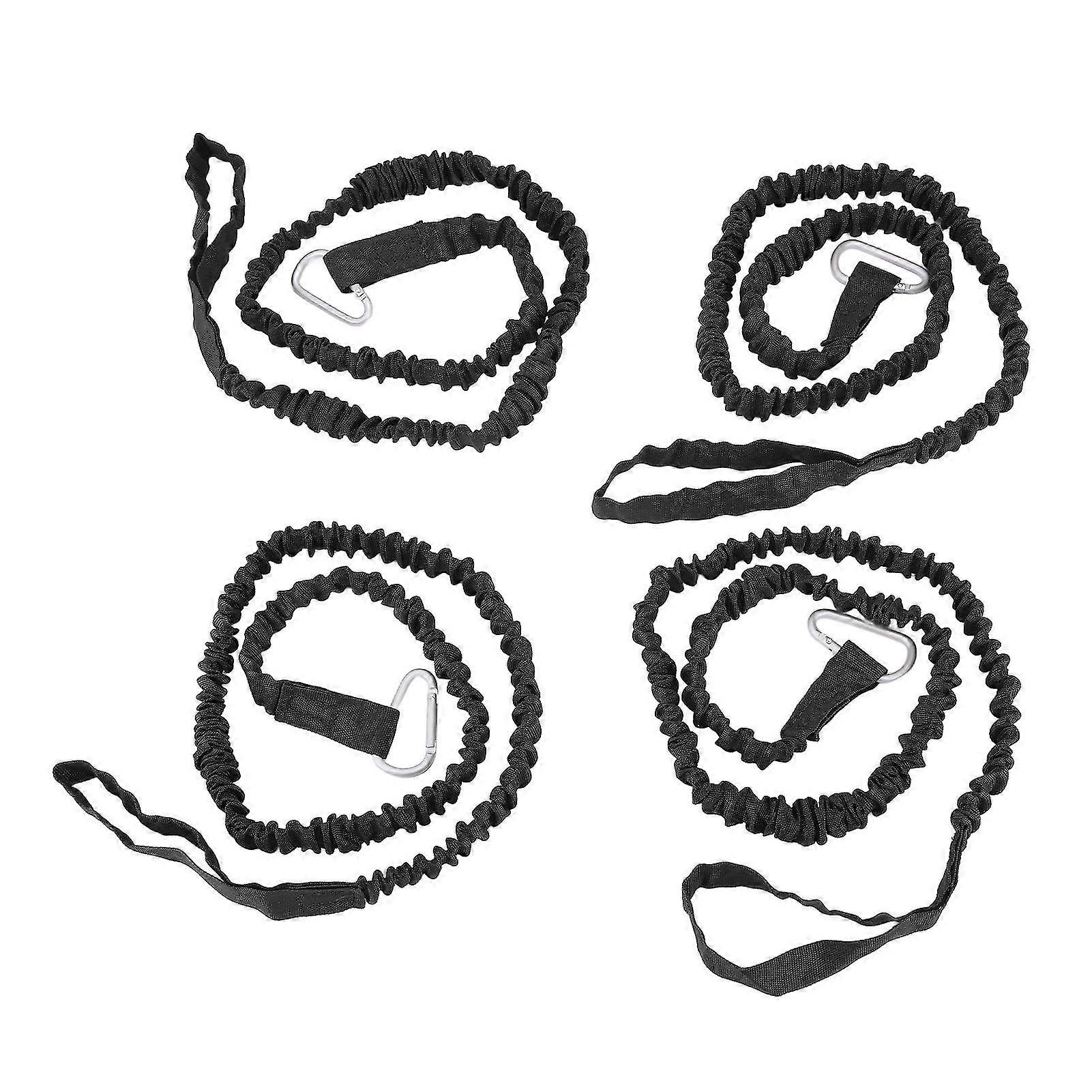 4Pcs Super Stretchy Black Nylon Portable Kayak Paddle Leash Anti-Lost Rope for Drifting and Surfing