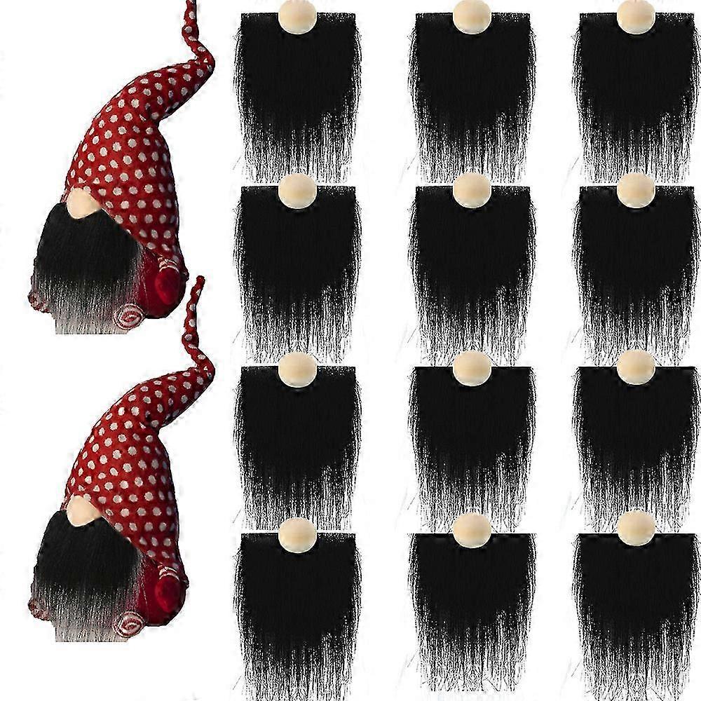 12Pcs Gnome Beards for Crafting Faux Fur Fabric Precut Gnomes Beards Handmade Dwarf Beard 12Pcs Wooden Balls for Xmas Dcor