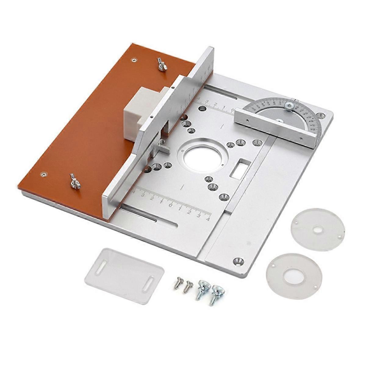 Piastra di inserimento del tavolo del router in alluminio Tavola flip per fresatura elettrica del legno con linguetta del set di guide per calibro obliquo