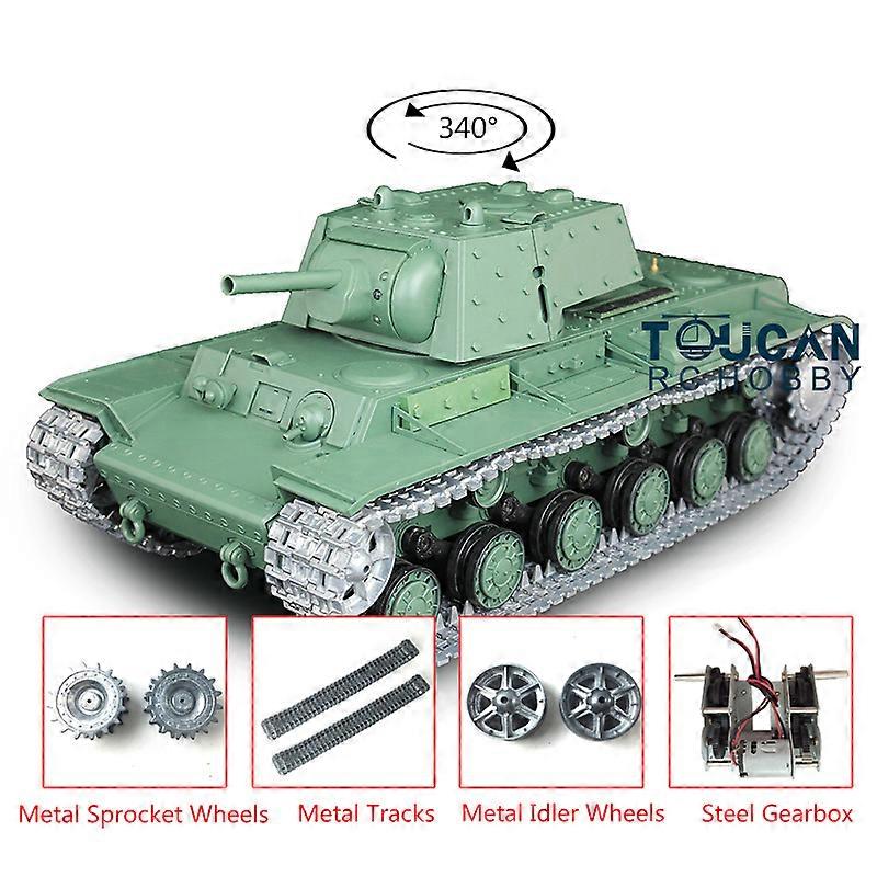 2.4G 1/16 Maßstab TK7.0 Verbesserte Metallversion Sowjetischer KV-1 RTR RC Panzer 3878 Metallketten Umlenkrollen Räder