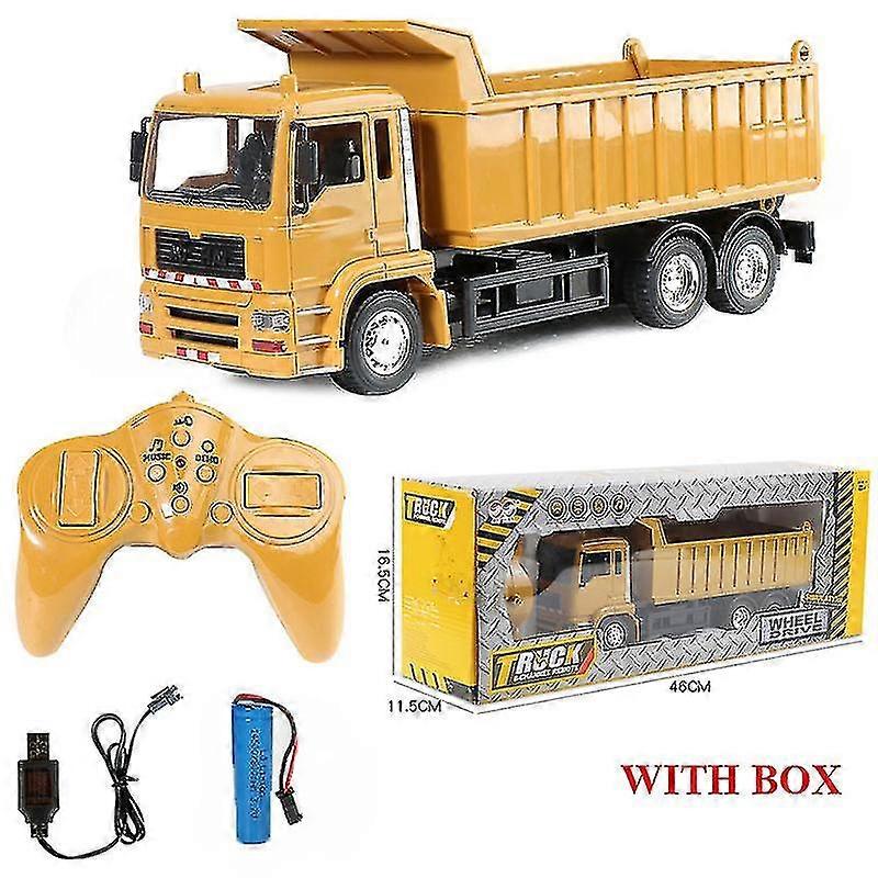 Rc Biler Dumper Kjøretøy Leker For Barn Gutter Julebursdag Gaver Gul Farge Transporter Engineering Modell Strand Leker - du