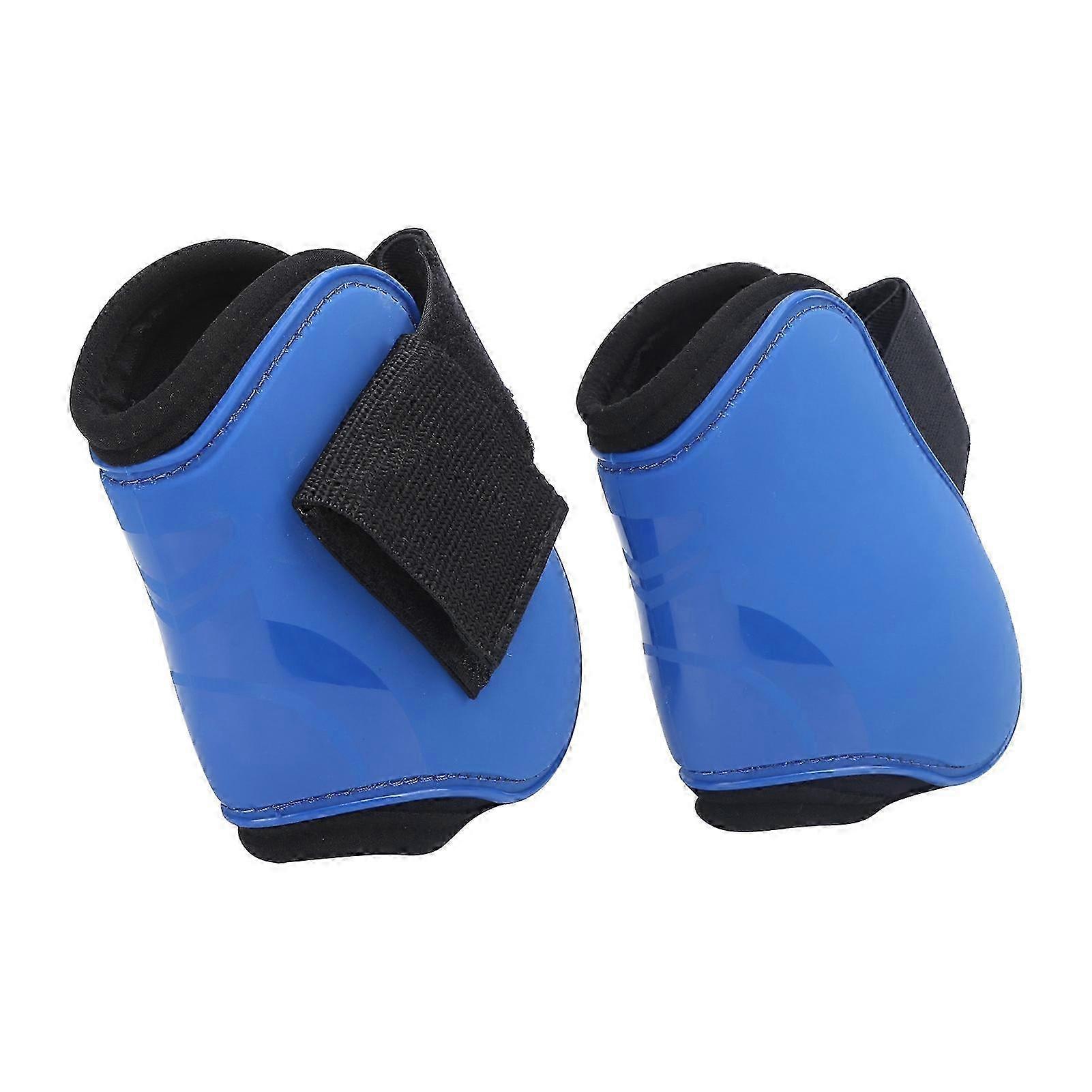 Horse Leg Protection Boots PU Thick Shell for Jumping and Riding Competition Blue Size L Hind