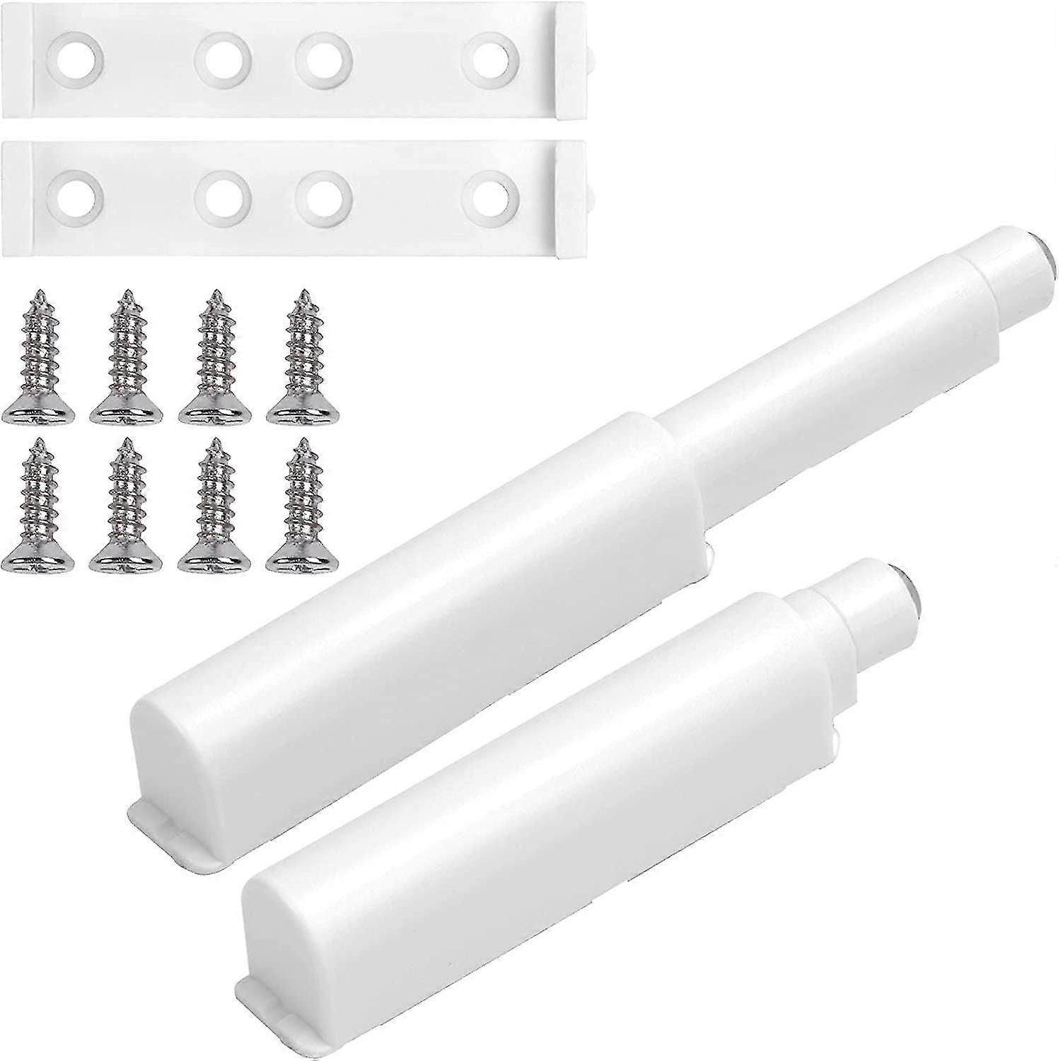 Push To Open Magnetic Cupboard Door, 2 Pcs Open And Close Magnetic Door Latches Damper, Push Open Damper For Door, Drawer, Cabinet (White) Qyroadwolf