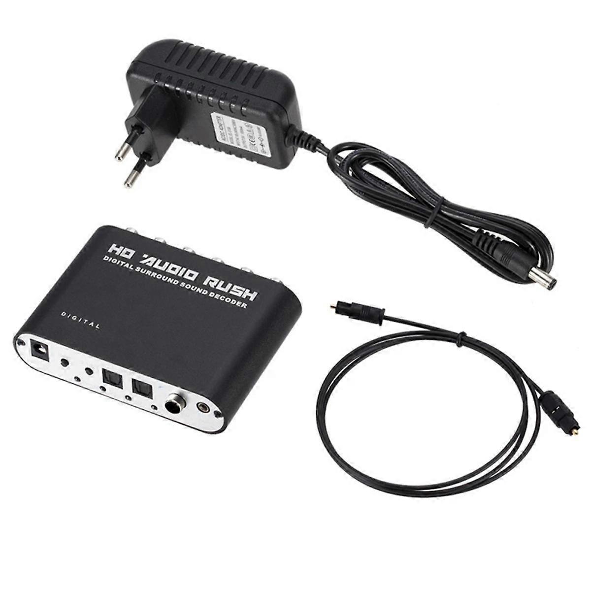 Digital to Analog 5.1 Channel Stereo AC3 Audio DAC Converter Optical SPDIF Coaxial AUX 3.5Mm to 6RCA Decoder EU Plug