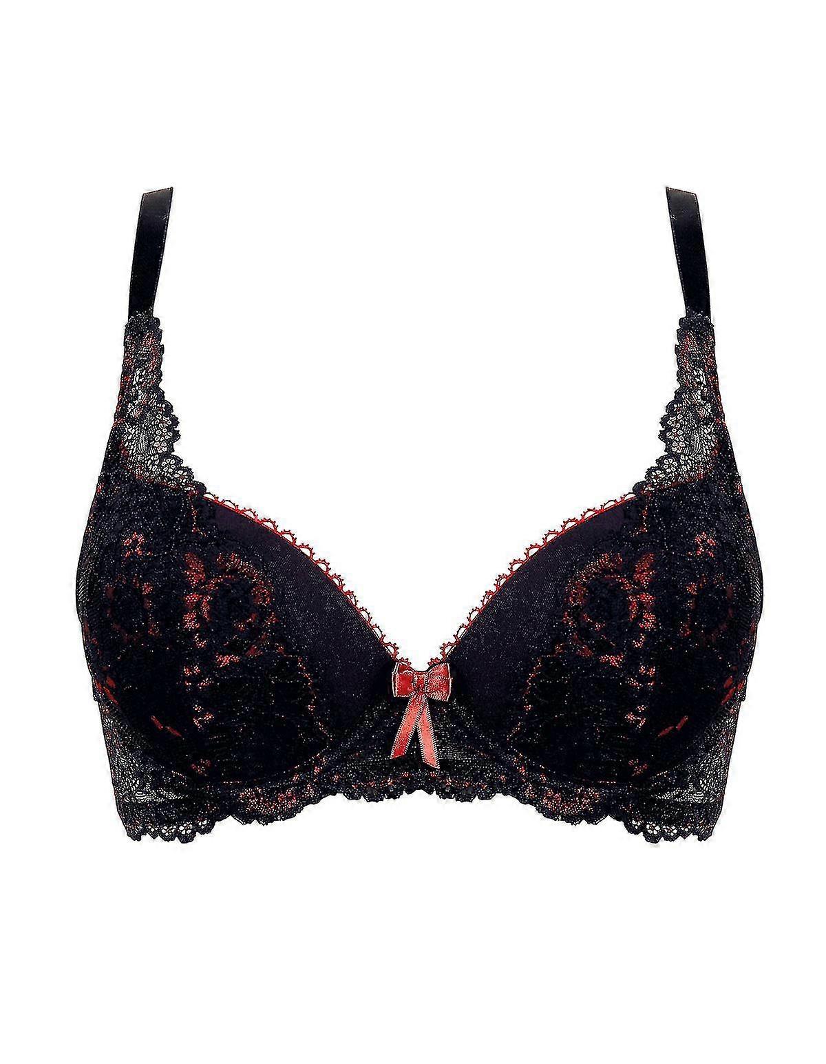 911790-5-002 Women's Black Solid Colour Lace Underwired Padded Bra