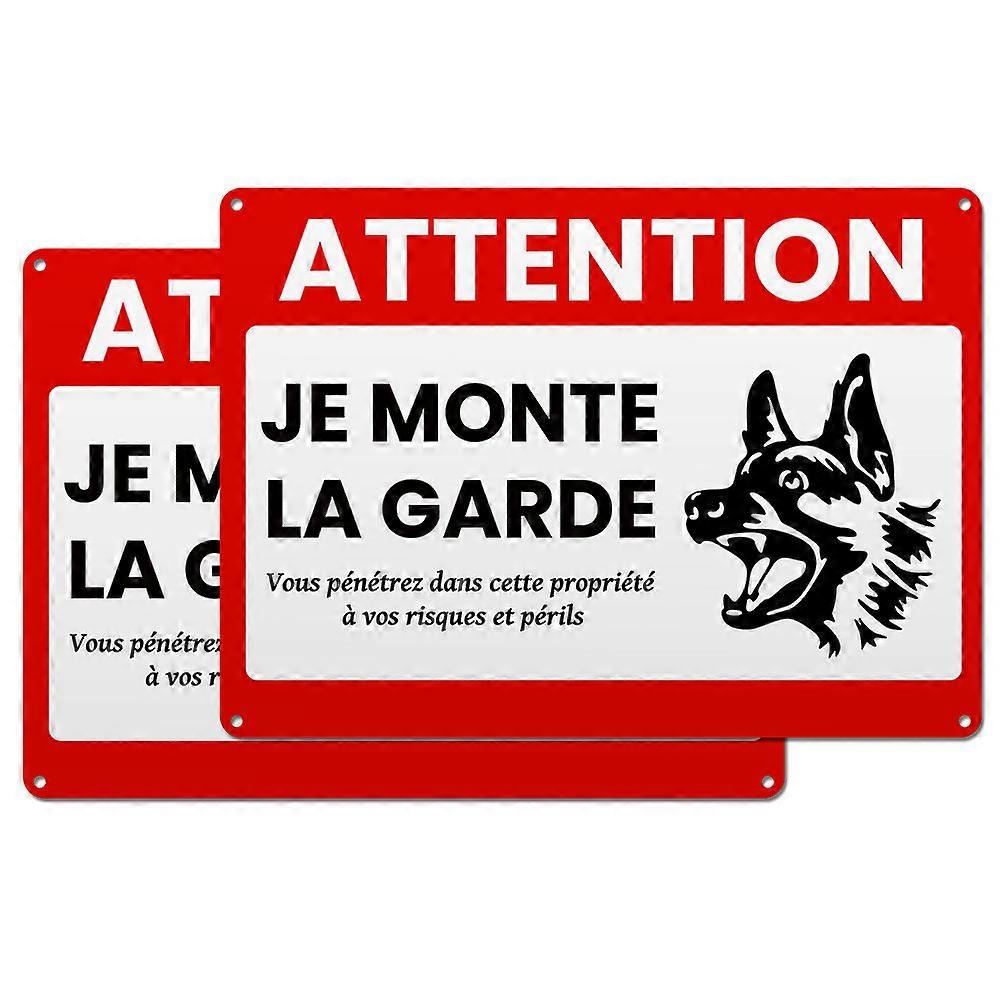 Aluminum Warning Sign Rectangle with Word Dog Pattern 25x18x0.08cm
