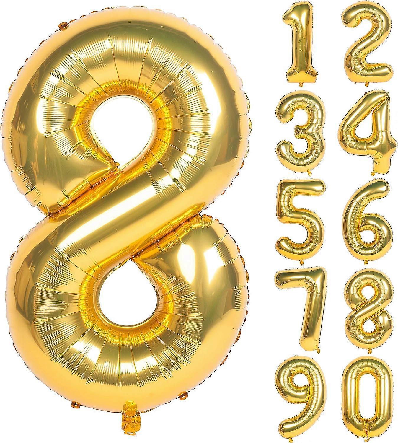 2PCS 40 polegadas de ouro dígito helium folha balões de festa de aniversário (ouro 8)