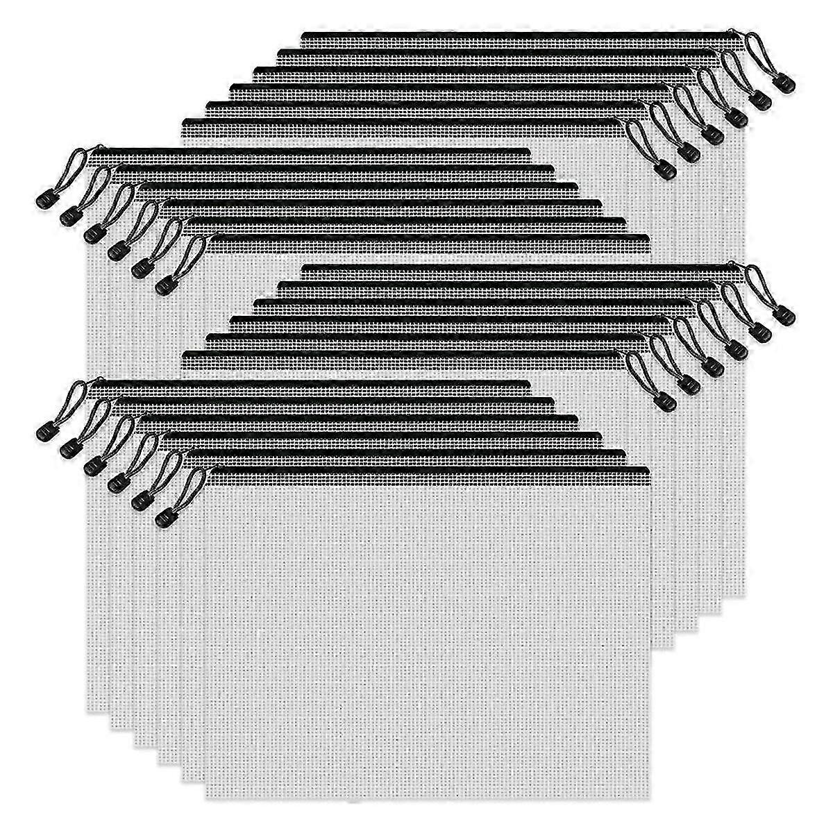 أكياس سحاب شبكية ، 24 جيوب سحاب شفافة ، حجم رسالة a4 ، أكياس تخزين منظم مجلد بسحاب للمدرسة ، اللوازم المكتبية