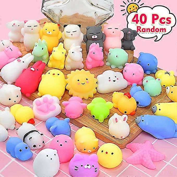 Squishies Mochi Squishy Toys 40pcs Party Favors for Kids Mini Squishy Kawaii Mochi Animal Squishies Cat Unicorn Random