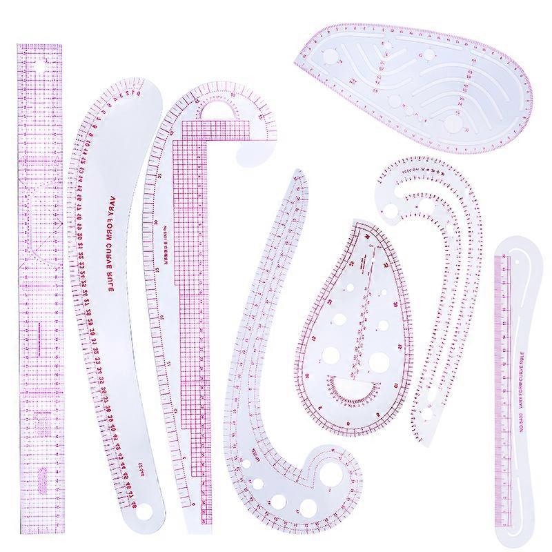 TLKKUE Multifuncțional Plastic Francez Curbă Riglă Șablon de desen DIY Proces manual Set de accesorii pentru instrumente de cusut