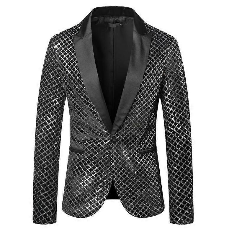 Men's Sequined Tuxedo Suit Jacket Blazers Prom Party