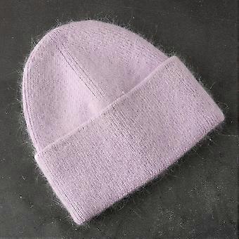 2023 Angora Knit Winter Hat For Womens Rabbit Fur Fluffy Knitted Beanies Korea Luxury Bonnet Female Soft  Warm Skullies Beanies #8