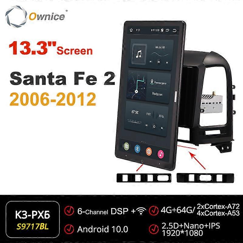 Tesla style PX6 Android 10 Car DVD Player Auto Rotatable Navigation GPS Multimedia Stereo Radio For Hyundai Santa Fe 2 2006-2012