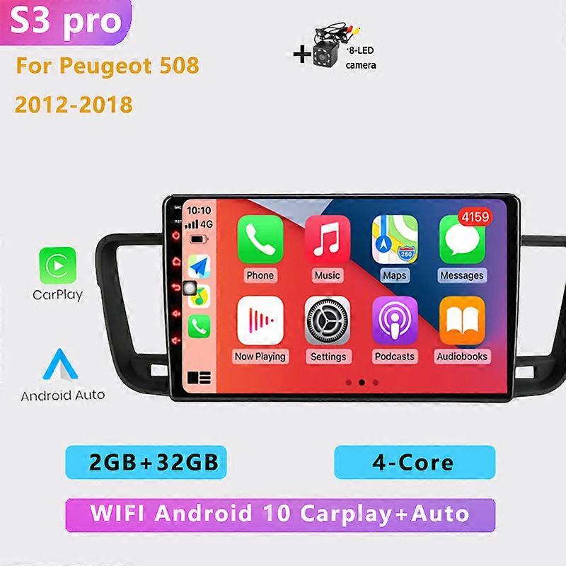 2din Android 10 4G+64G car radio multimedia player carplay AUTO stereo GPS navigation video player for Peugeot 508 2011-2018