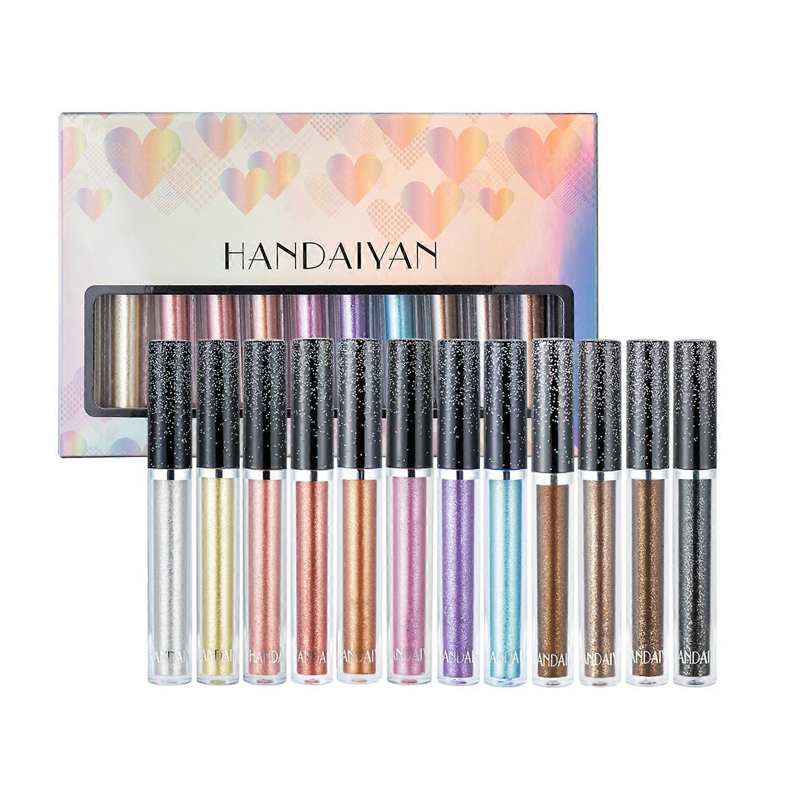 12Pcs 2.5ml Eye Shadow Sparkling Exquisite Nice-looking 12 Colors Liquid Eyeshadow Kit for Novice QinHai