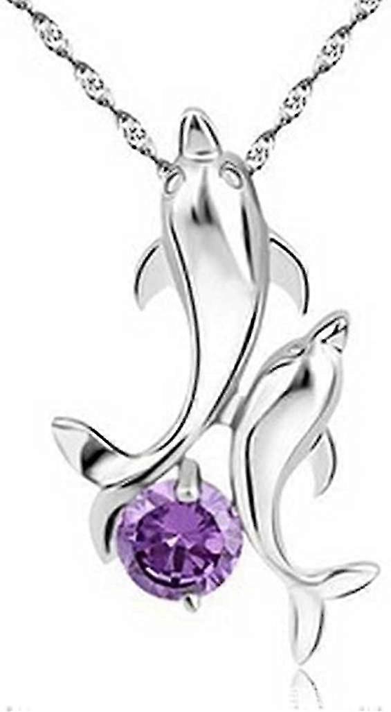 Lady's Acsergery Sterling Silver Chameleon Double Delphin Label Necklace. Suitable