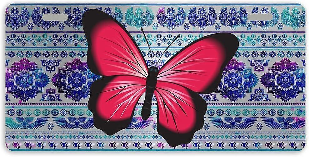 Tampa da placa de licença do Tag do carro do metal do Mandala da borboleta auto Tag com 2 furos 11,8 x 6,1 polegadas