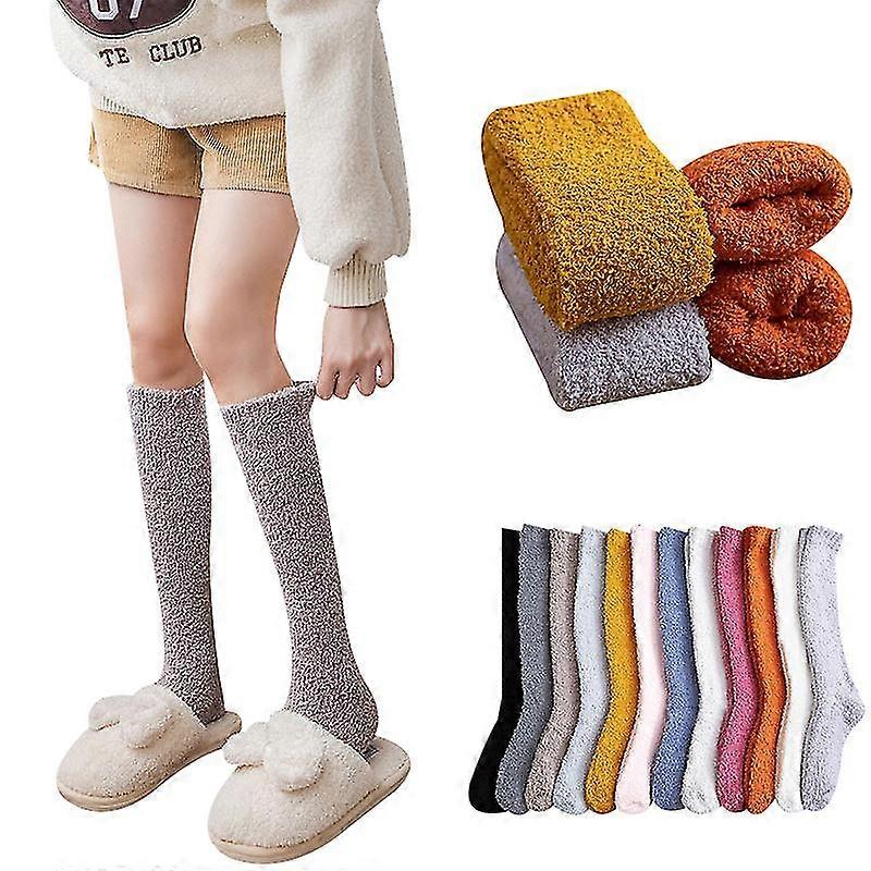Womens Thigh High Fuzzy Socks, Over The Knee Stockings Warm