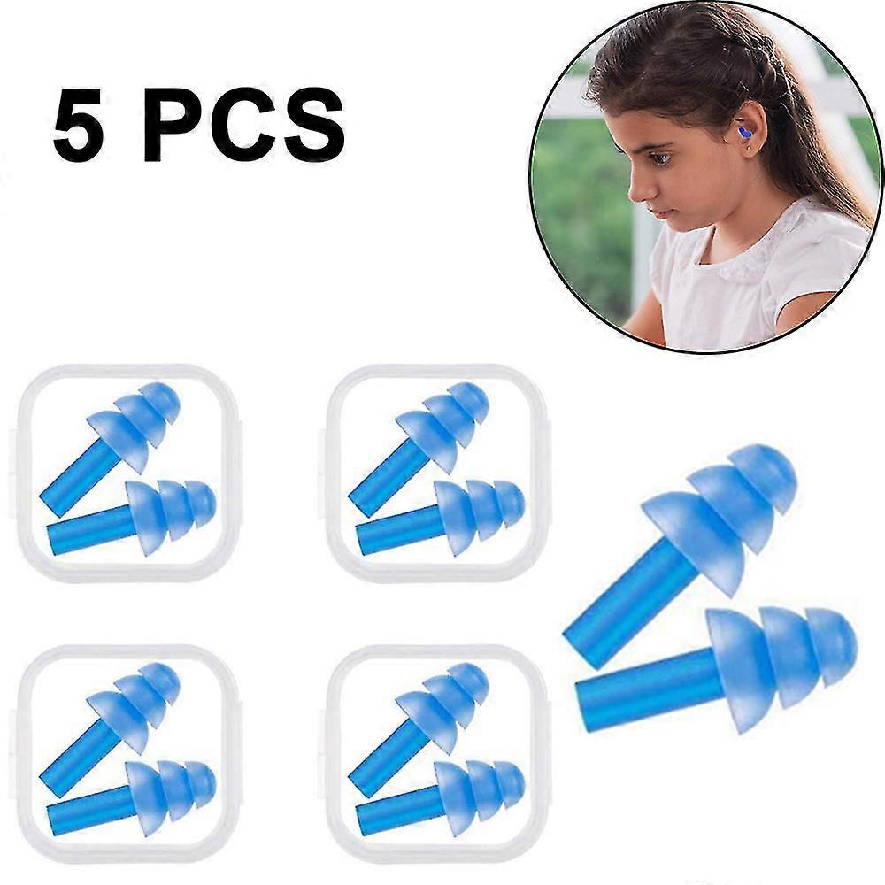 5 Pairs Kids Ear Plugs Noise Cancelling Reusable Earplugs