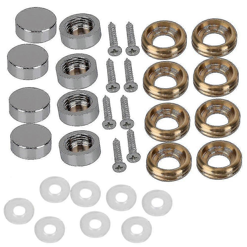 8x Silver Copper Round Screw Mirror Cap Nails 16mm Dia-ksize