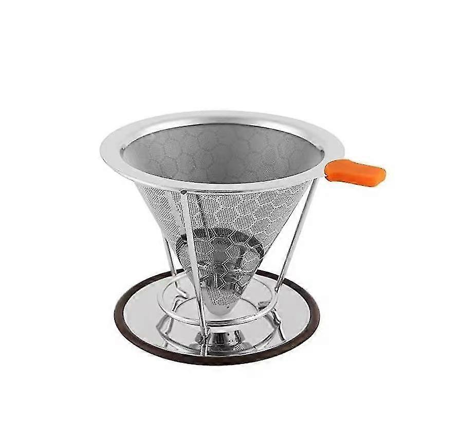 Stainless Steel Reusable Pour Over Coffee Drip Filter Espresso Dripper Mesh Cone Coffee Dripper With Stand(1pc, Silver)