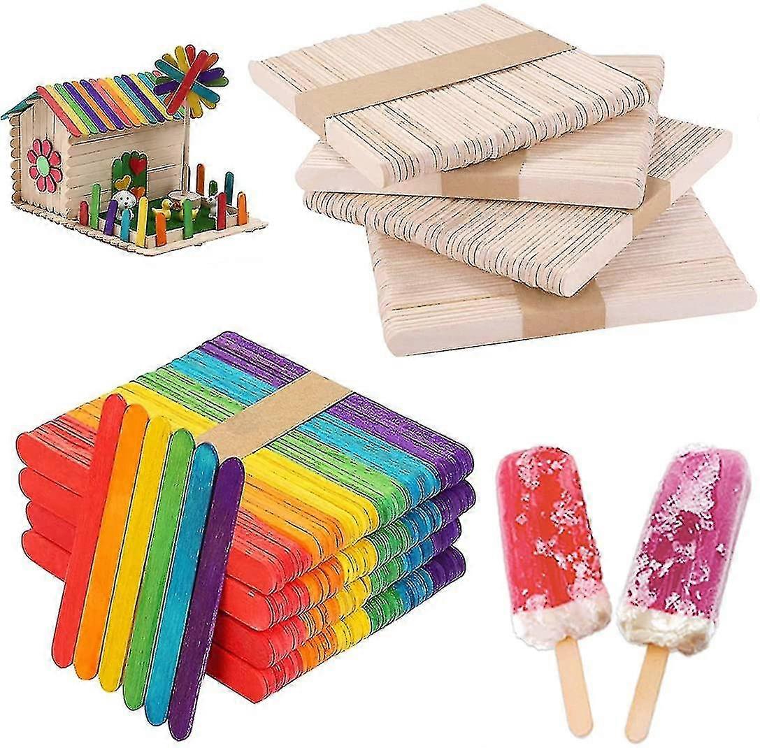 400db 11,4cm Természetes színes fa botok, Fa jég jég popsicle Sticksdiy Fa