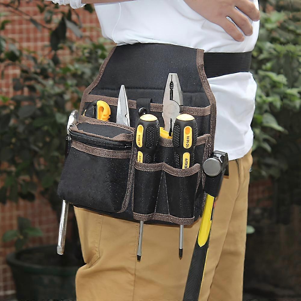 New style 1pc Heavy-Duty Canvas Tool Belt Pouch With 9 Pockets, Adjustable Work Apron For Carpenters And Builders, Durable Fabric Construction, 20cm/8