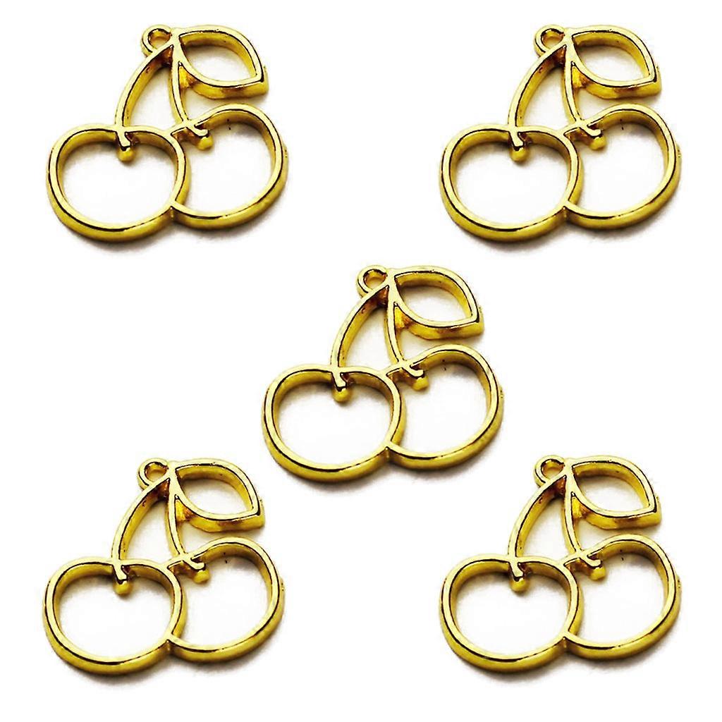 5Pcs Cute Cherry Pendant Blank UV Resin Frames Open Bezel Setting Jewelry Making
