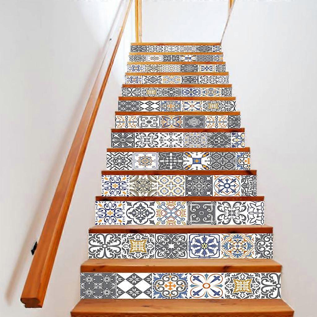 13pcs/set 3D Stair Riser Floor Stickers Waterproof Removable Self Adhesive DIY S