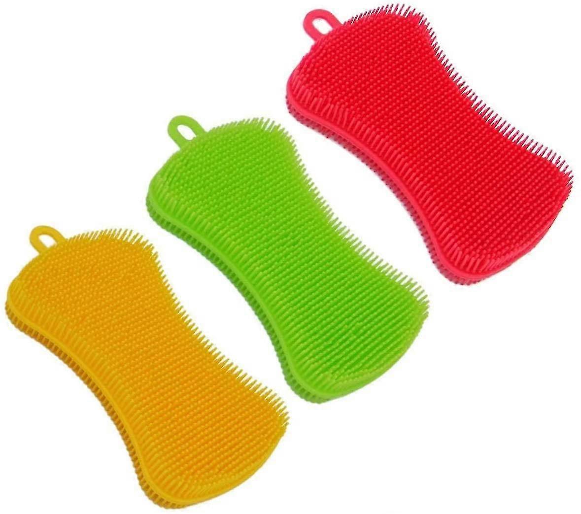 Silicone Spongekitchen Sponge Multi-Purpose Cleaning Brush 3pcs