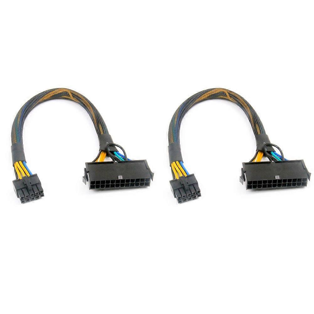 2X 24 Pin to 10 Pin ATX PSU Main Power Adapter Braided Sleeved Cable for for PC and Servers 12-Inch