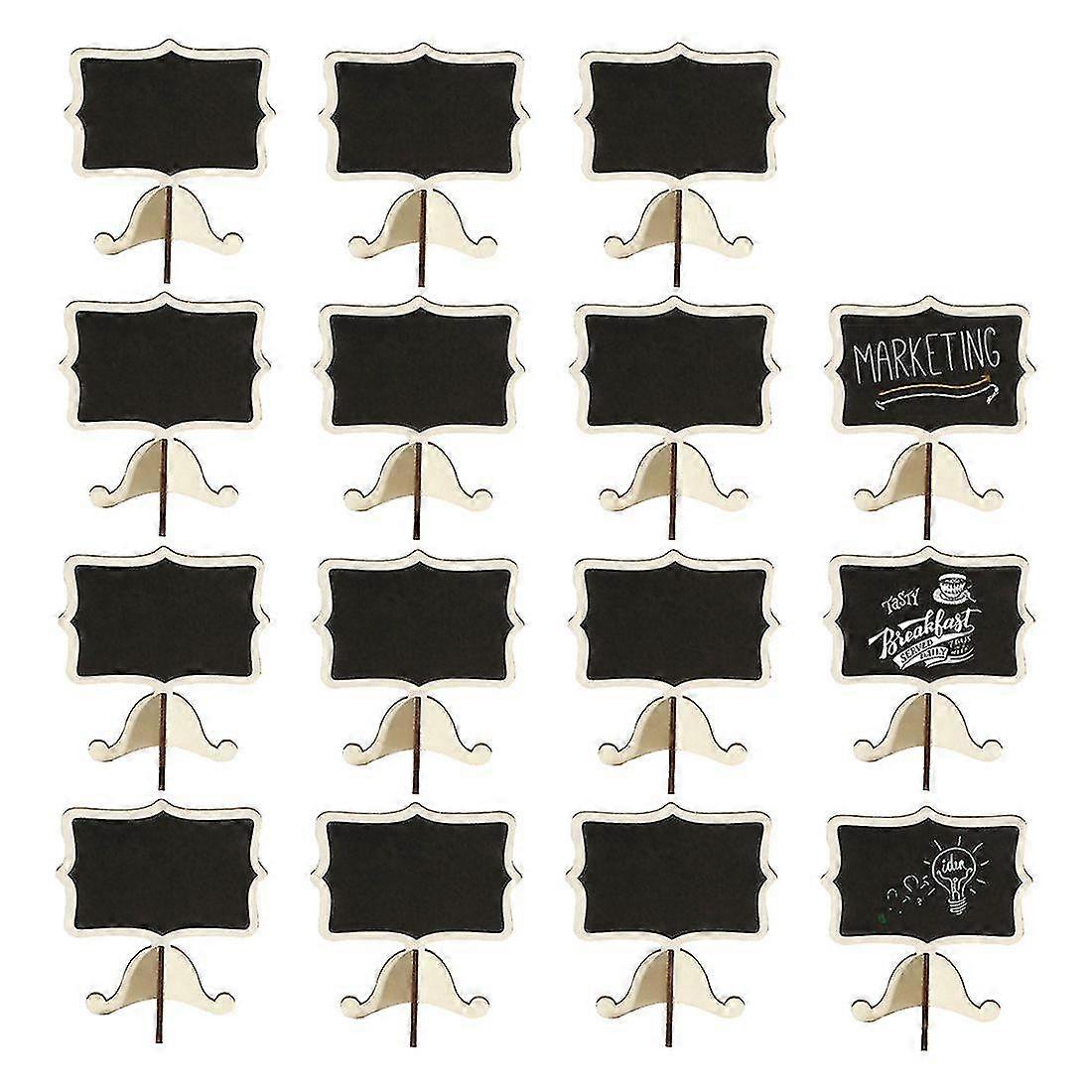 15 Pack Mini Chalkboards Place Cards with Easel Stand - Wood Rectangle Small Chalkboard Signs for W