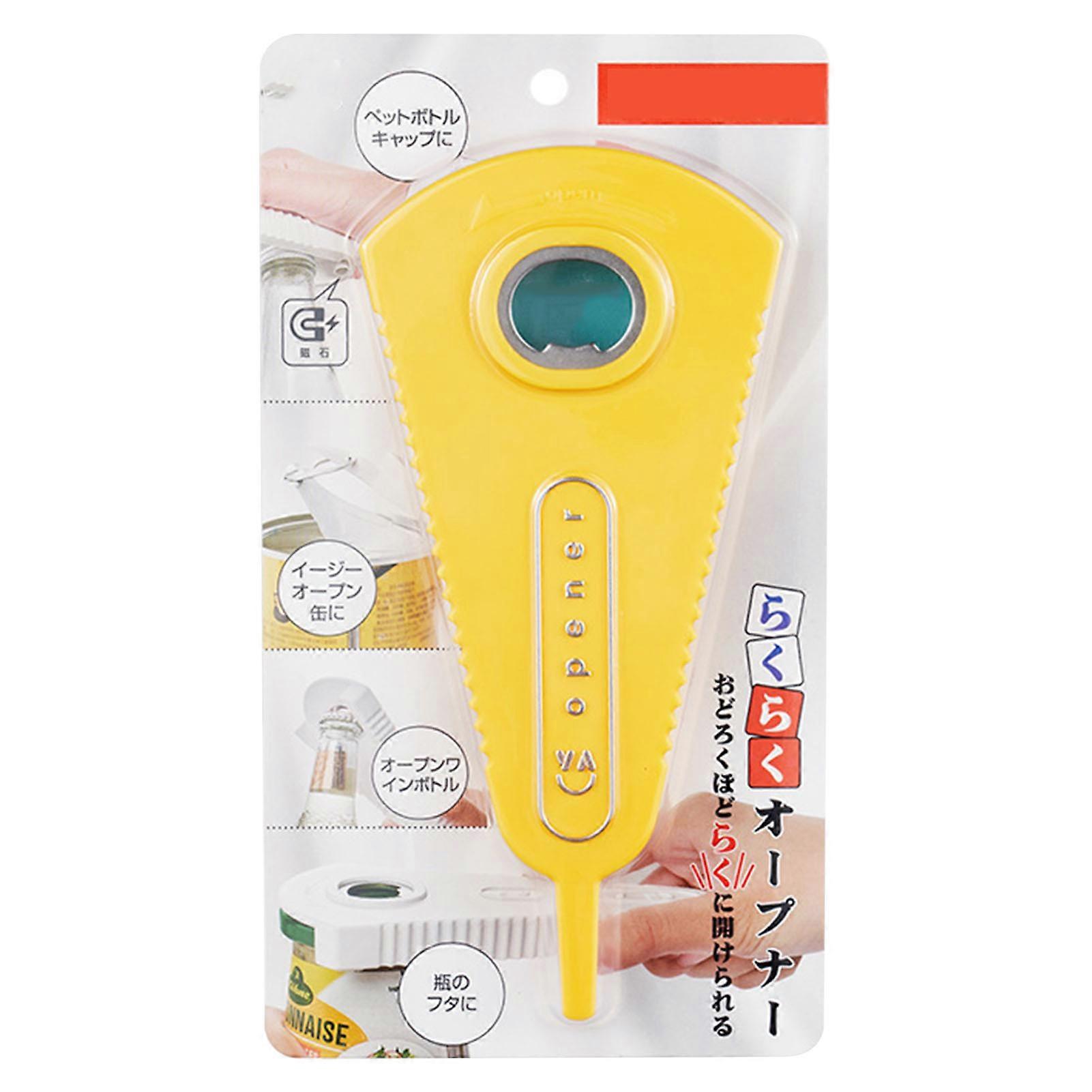 Multifunction Jar Opener Effortless Manual Can and Bottle Opener V Shaped Opening Jar Lid Opener for Home Kitchen Yellow