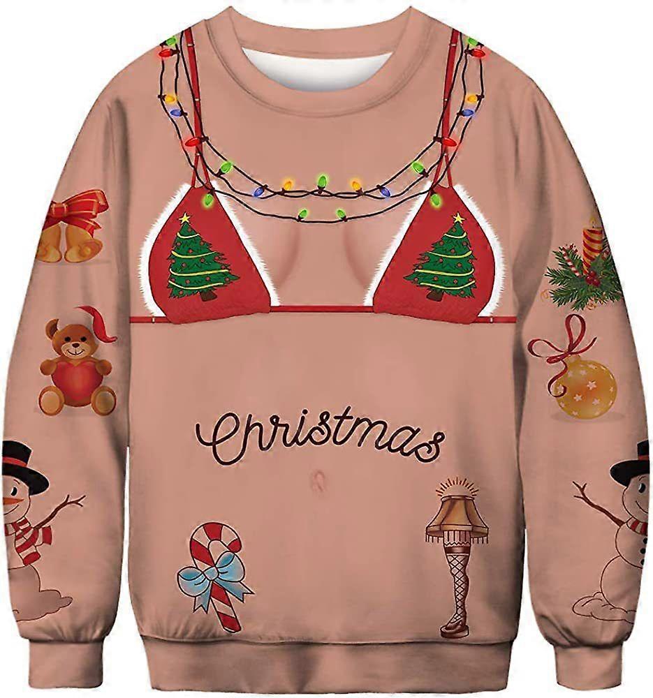 בגדי ריקוד גברים מצחיק שיער חזה הדפסת תלת מימד צמרות סווטשירט צווארון צוות תחפושות חג המולד