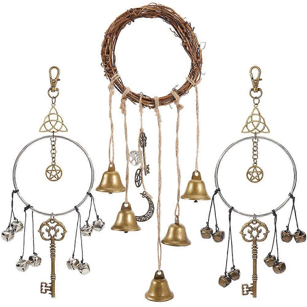 Rattan & Iron Witch Bells for Door Knob for Protection Mixed Color 325x122mm 1pc