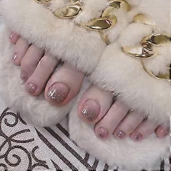 Naakte Franse Stijl Valse Teennagels met Schitter met Onschadelijk en Vlotte Randnagelsgelei Lijmmodel