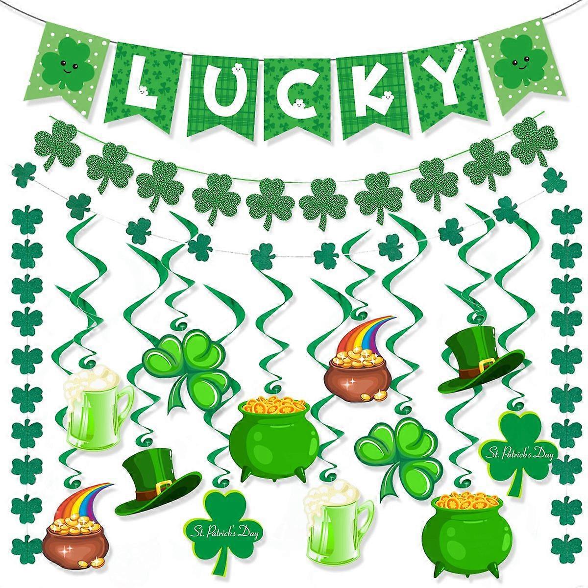 Irish Festival Decor Set Eight - Deep Green Glitter