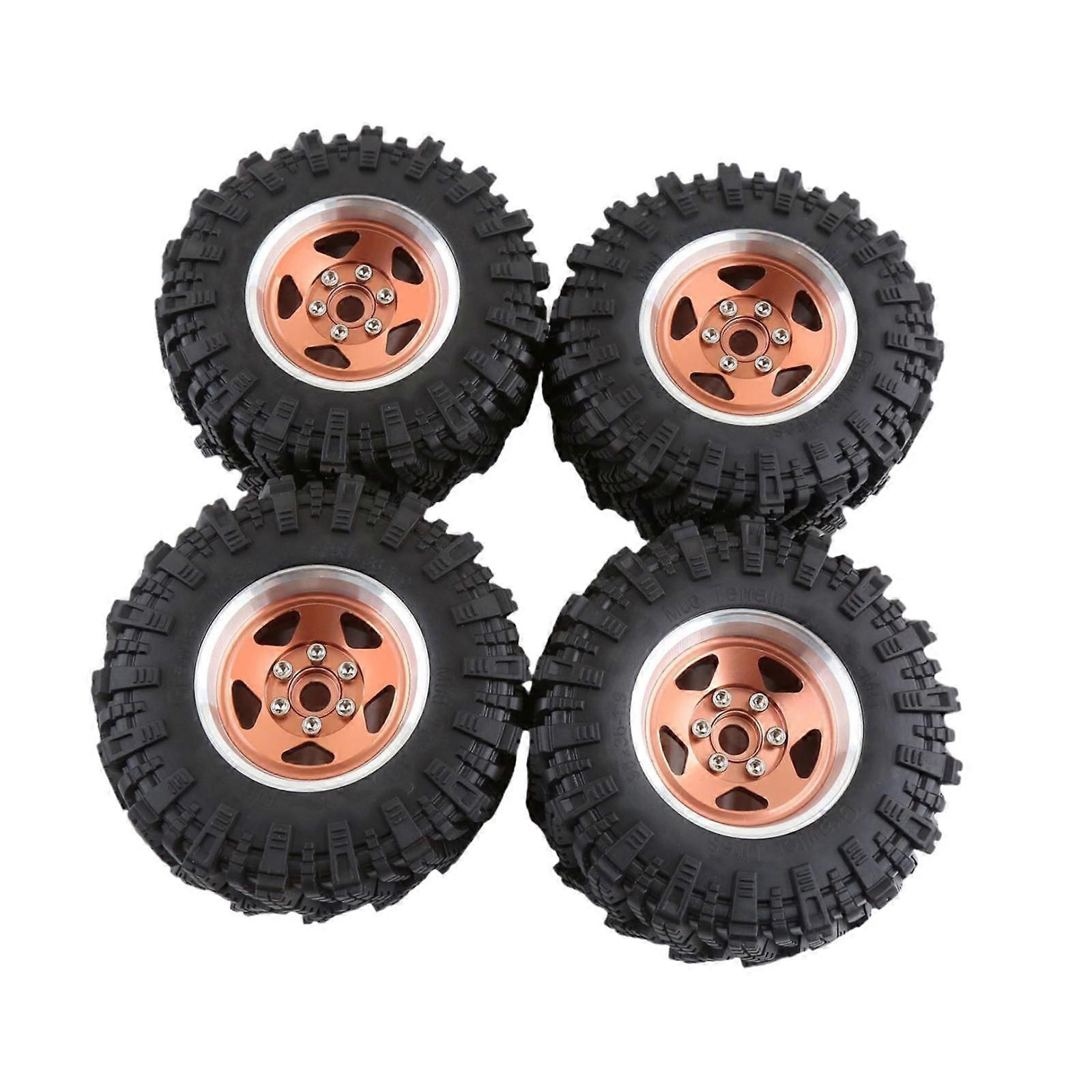 4x RC Wheels and Tires Replacement for 1/12 RC Car Model Trucks Modification copper