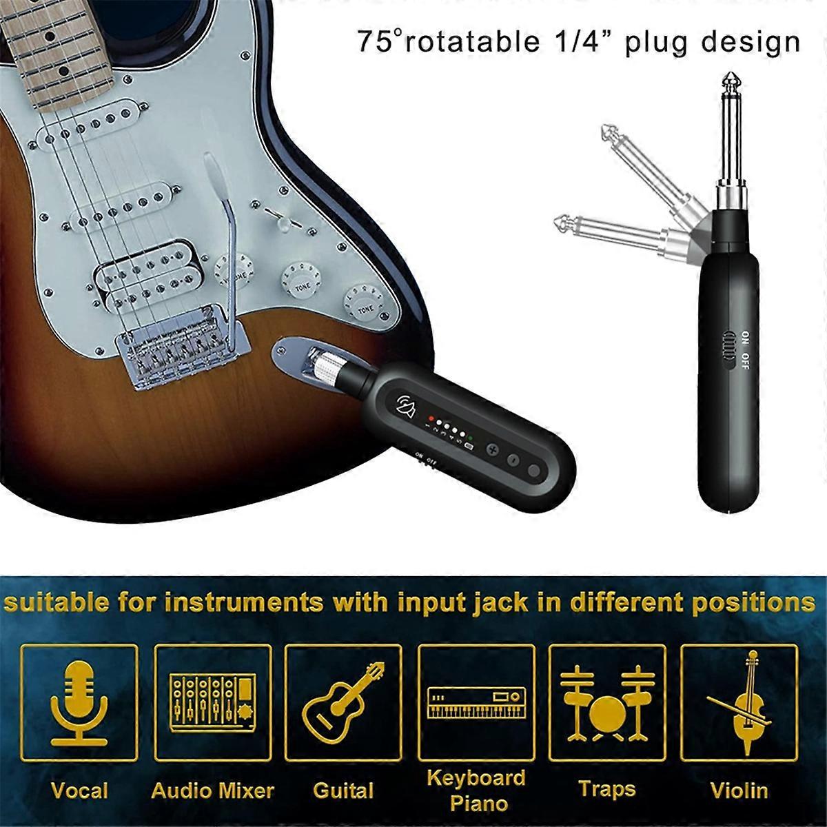 UHF trådlöst gitarrsystem gitarr sändare mottagare set med 5 kanaler för 3,5 mm / 6,35 mm elgitarrbas