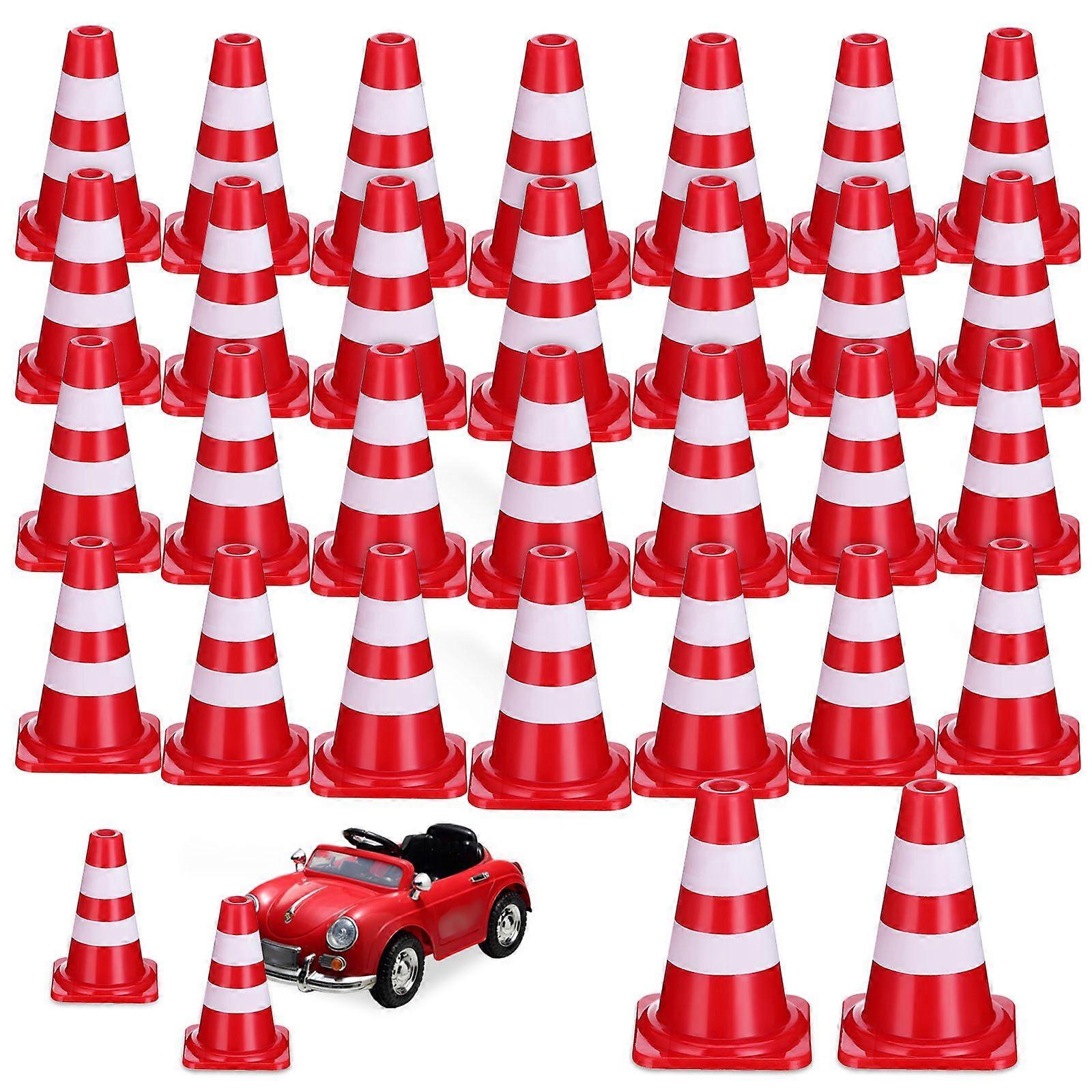 30pcs Mini Traffic Cones Play Safety Cones Tiny Road Cones Models Miniature Traffic Sign Decorations