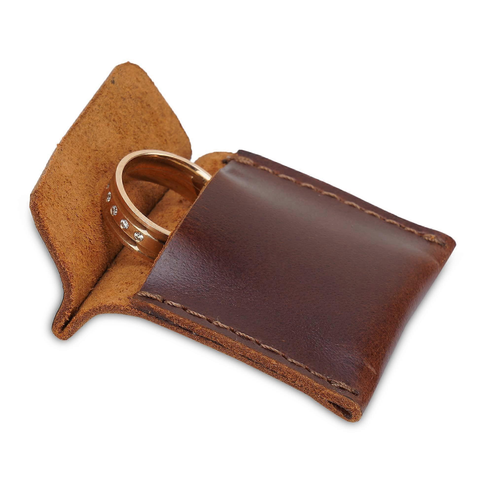 Handmade Leather Ring Case for Travel Engagement