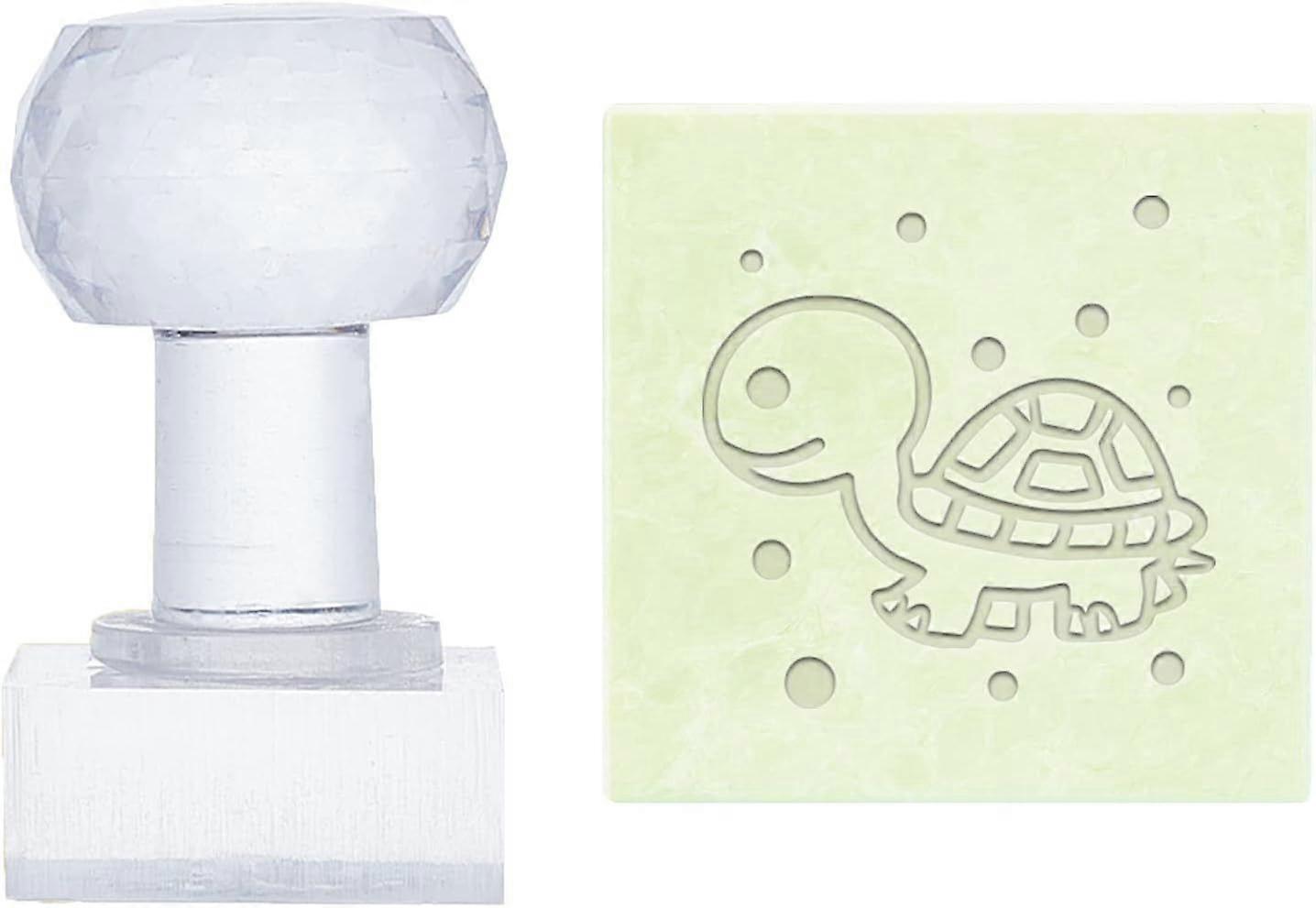 Animals Soap Stamp Tortoise Soap Embossing Stamp with Handle Acrylic Square Soap Chapter Imprint Stamp for Handmade Soap Cookie Clay Pottery Stamp Bis