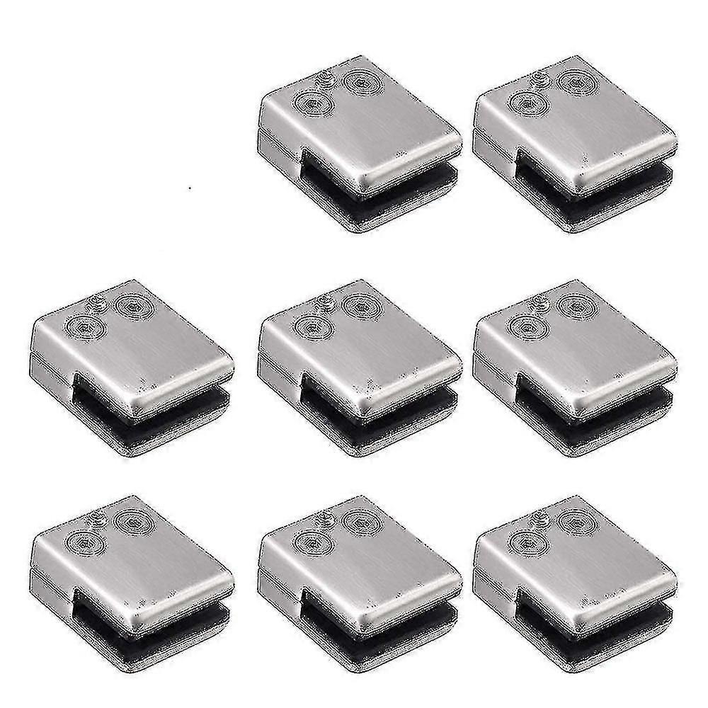 Glass , 8 Pack Less Steel Square 6-8mm Glass Clip Bracket Flat Back